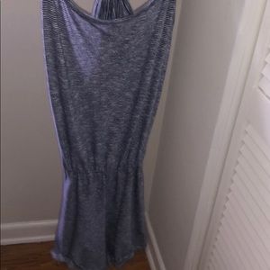 Blue and white striped romper